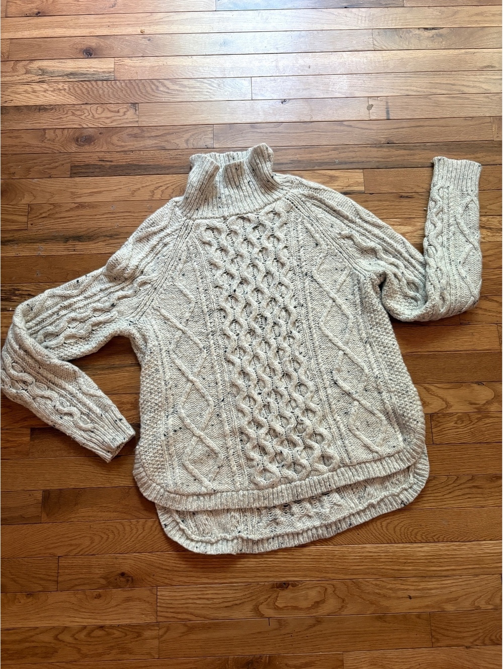 Madewell Cableknit Shirttail Turtleneck Sweater wool/nylon womens L